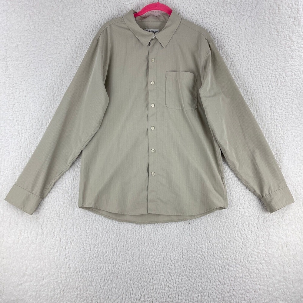 Marmot Mountain Works‎ Beige Button-Down Shirt Mens Long Sleeve Size Medium